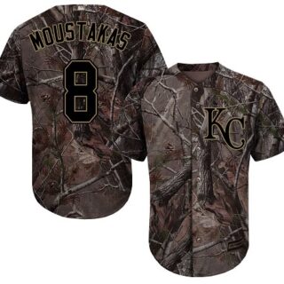 Royals #8 Mike Moustakas Camo Realtree Collection Cool Base Stitched Youth Baseball Jersey