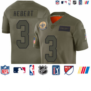 Saints #3 Bobby Hebert Camo Men's Stitched Football Limited 2019 Salute To Service Jersey