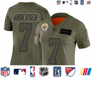 Saints #7 Morten Andersen Camo Women's Stitched Football Limited 2019 Salute to Service Jersey