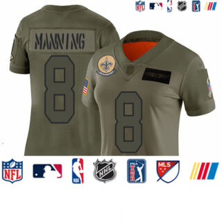 Saints #8 Archie Manning Camo Women's Stitched Football Limited 2019 Salute to Service Jersey
