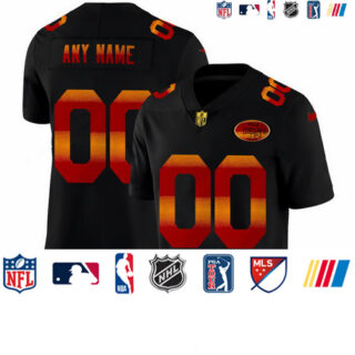 San Francisco 49ers Custom Men's Black Nike Red Orange Stripe Vapor Limited NFL Jersey