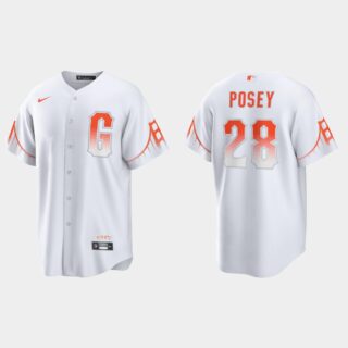 San Francisco Giants #28 Buster Posey Men's 2021 City Connect White Fan's Version Jersey