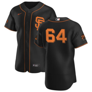 San Francisco Giants #64 Shaun Anderson Men's Nike Black Alternate 2020 Authentic 20 at 24 Patch Player MLB Jersey