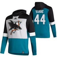 San Jose Sharks #44 Marc Edouard Reverse Retro Pullover Hoodie Gray Teal