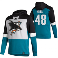 San Jose Sharks #48 Tomas Hertl Reverse Retro Pullover Hoodie Gray Teal