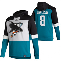 San Jose Sharks #8 Joe Pavelski Reverse Retro Pullover Hoodie Gray Teal