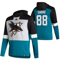 San Jose Sharks #88 Brent Burns Reverse Retro Pullover Hoodie Gray Teal
