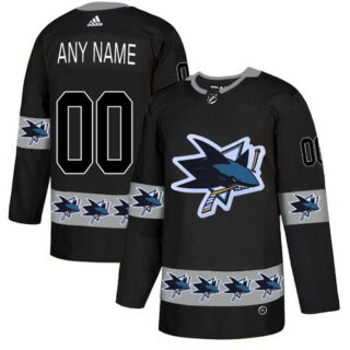 San Jose Sharks Black Men's Customized Team Logos Fashion Adidas Jersey