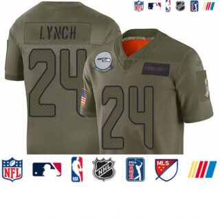 Seahawks #24 Marshawn Lynch Camo Men's Stitched Football Limited 2019 Salute To Service Jersey