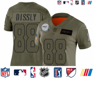 Seahawks #88 Will Dissly Camo Women's Stitched Football Limited 2019 Salute to Service Jersey
