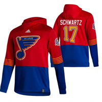 St. Louis Blues #17 Jaden Schwartz Reverse Retro Pullover Hoodie Red
