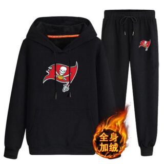 Tampa Bay Buccaneers Black Men's Winter Thicken NFL Pullover Hoodie & Pant