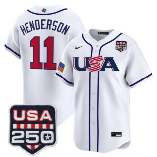 Team USA World Baseball Classic #11 Gunnar Henderson 250America Patch Vapor Premier Jersey All Stitched White