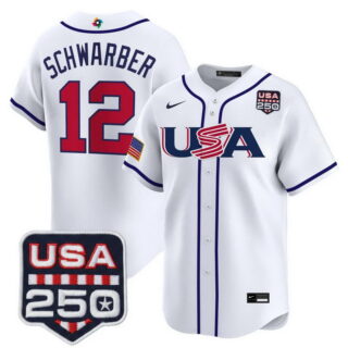 Team USA World Baseball Classic #12 Kyle Schwarber 250America Patch Vapor Premier Jersey All Stitched White