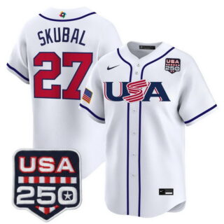 Team USA World Baseball Classic #27 Tarik Skubal 250America Patch Vapor Premier Jersey All Stitched White