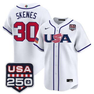 Team USA World Baseball Classic #30 Paul Skenes 250America Patch Vapor Premier Jersey All Stitched White