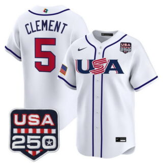 Team USA World Baseball Classic #5 Ernie Clement 250America Patch Vapor Premier Jersey All Stitched White