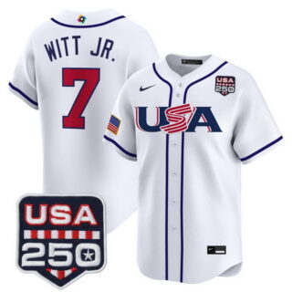 Team USA World Baseball Classic #7 Bobby Witt Jr. 250America Patch Vapor Premier Jersey All Stitched White