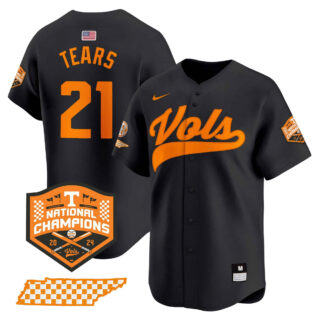 Tennessee Volunteers 2024 Champions Vapor Premier Limited baseball Jersey All Stitched Black #21 Kavares Tears