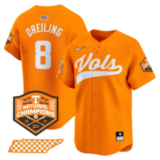 Tennessee Volunteers 2024 Champions Vapor Premier Limited baseball Jersey All Stitched Orange #8 Dylan Dreiling