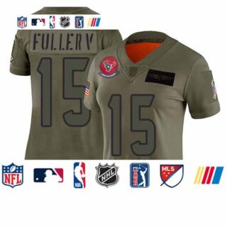 Texans #15 Will Fuller V Camo Women's Stitched Football Limited 2019 Salute to Service Jersey