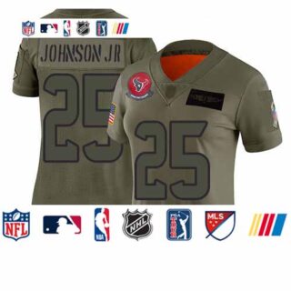 Texans #25 Duke Johnson Jr Camo Women's Stitched Football Limited 2019 Salute to Service Jersey