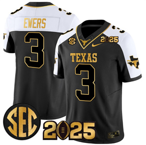 Men's Texas Longhorns 2025 CFP Final Gold Patch Vapor Limited Jersey Alternate #3 Quinn Ewers
