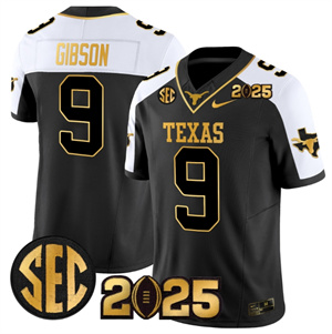Men's Texas Longhorns 2025 CFP Final Gold Patch Vapor Limited Jersey Alternate Jerrick Gibson 9