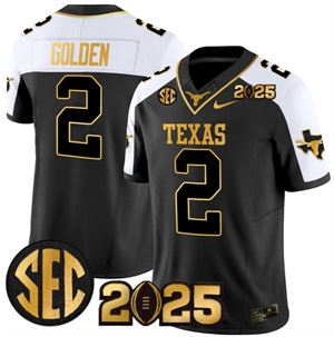 Men's Texas Longhorns 2025 CFP Final Gold Patch Vapor Limited Jersey Alternate Matthew Golden