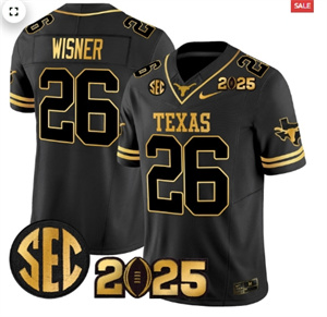 Men's Texas Longhorns 2025 CFP Final Gold Patch Vapor Limited Jersey Black Gold