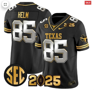 Men's Texas Longhorns 2025 CFP Final Gold Patch Vapor Limited Jersey Black Limited Gunnar Helm