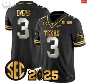 Men's Texas Longhorns 2025 CFP Final Gold Patch Vapor Limited Jersey Black Limited Quinn Ewers