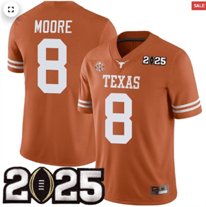 Men's Texas Longhorns Football 2025 Jersey CFP Final Patch Orange MOORE 8