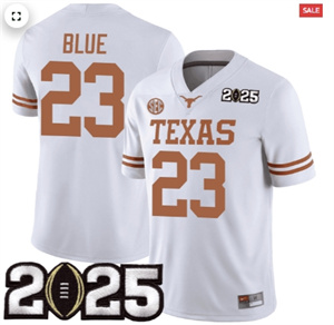 Men's Texas Longhorns Football 2025 Jersey CFP Final Patch White BLUE 23