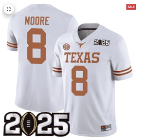 Men's Texas Longhorns Football 2025 Jersey CFP Final Patch White MOORE 8