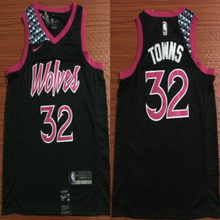 Timberwolves 32 Karl Anthony Towns Black 2018 19 City Edition Nike Swingman Jersey