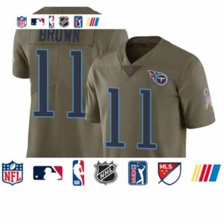 Titans #11 A.J. Brown Olive Men's Stitched Football Limited 2017 Salute To Service Jersey