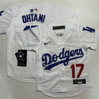 Toddler Los Angeles Dodgers #17 Shohei Ohtani White Stitched Baseball Jersey