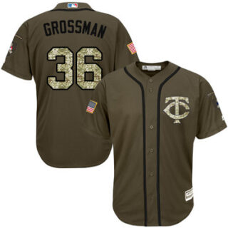 Twins #36 Robbie Grossman Green Salute to Service Stitched Baseball Jersey