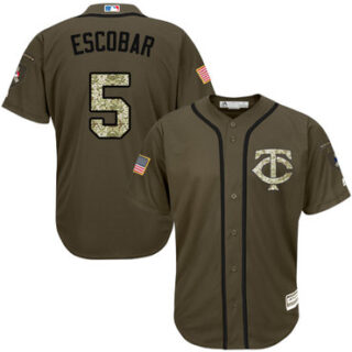 Twins #5 Eduardo Escobar Green Salute to Service Stitched Baseball Jersey
