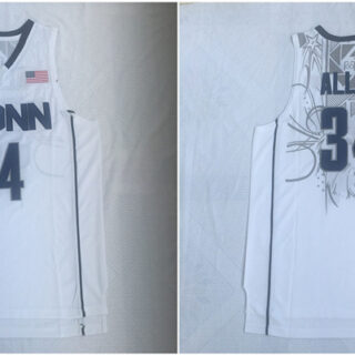 UConn Huskies 34 Ray Allen White College Basketball Jersey