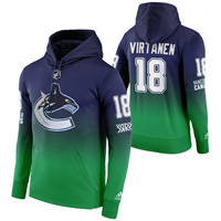 Vancouver Canucks #18 Jake Virtanen Reverse Retro Pullover Hoodie Green