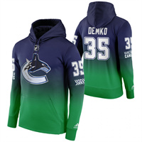 Vancouver Canucks #35 Thatcher Demko Reverse Retro Pullover Hoodie Green