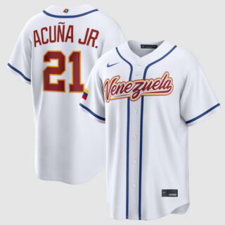 Youth Venezuela Baseball Ronald Acuna Jr. White 2026 World Baseball Classic Home Stadium Jersey