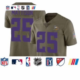 Vikings #25 Alexander Mattison Olive Men's Stitched Football Limited 2017 Salute to Service Jersey