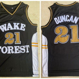 Wake Forest Demon Deacons 21 Tim Duncan Black College Basketball Jersey