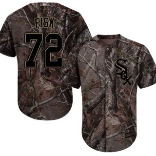 White Sox #72 Carlton Fisk Camo Realtree Collection Cool Base Stitched Baseball Jersey