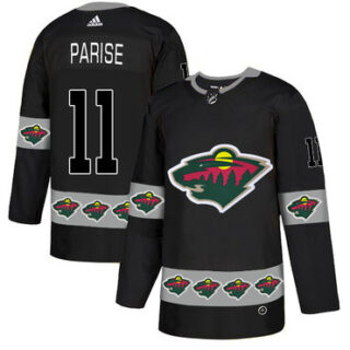 Wild 11 Zach Parise Black Team Logos Fashion Adidas Jersey