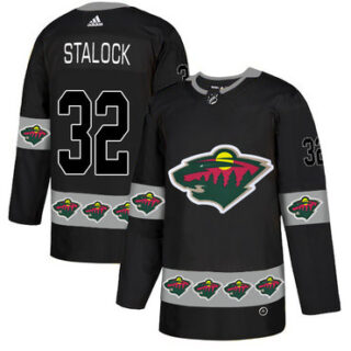 Wild 32 Alex Stalock Black Team Logos Fashion Adidas Jersey