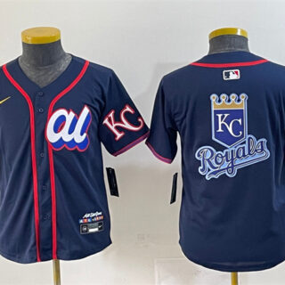 Women's American League Kansas City Royals Team Big Logo Navy 2025 All-Star Edition Limited Stitched Baseball Jersey(Run Small)